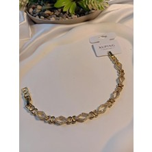 Xuping Jewelry 14 K Kaplama Zirkon Taşlı Baklava Dilimi Desenli Vip Bileklik