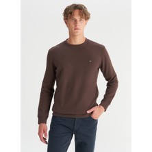Wrangler Bisiklet Yaka Koyu Kahve Erkek Sweatshırt MW242262024 Kahverengi Sweatshirt