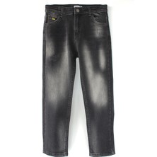 DobaKids Eskitme Detaylı Straight Tapered Fit Erkek Çocuk Helsinki Denim Destroyed Pantolon Siyah Kot Pantolon