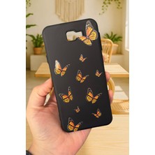 Vip Case Samsung Galaxy J7 Prime Uyumlu Turuncu Kelebek Desenli Silikon Darbe Emici Rubber Kılıf