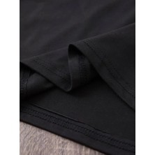 Nnstartshopping  Baskılı Oversize Bisiklet Yaka T-Shirt - Siyah