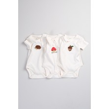 Bondberro 3'lü Set %100 Pamuk Süzene Nakışlı Bebek ve Çocuk Zıbın & Body