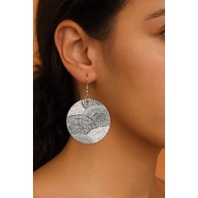 Nurdic Kadın Küpe Desenli Stilist Kancalı 3.5X5CM Yuvarlak Şeffaf Küpe Azeta