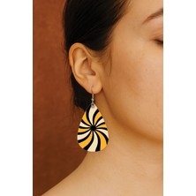 Nurdic Kadın- Küpe Desenli Stilist Kancalı Baskılı Küpe Damla Şeffaf Genenis