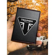 Nurdic Triumph Ruhsat Kabı Logolu Motorsiklet Utv Atv Racing Ruhsat Kılıfı Deri Koruyucu