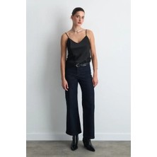 Gusto Ip Askılı Saten Atlet - Siyah