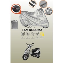 Dokaca Gri Arka Çanta Uyumlu Piaggio Fly 150 Uyumlu Motor Brandası, Koruyucu Örtü