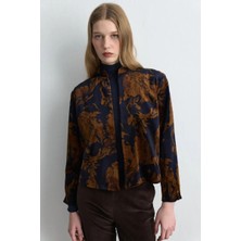 Gusto Anka Koleksiyonu Hakim Yaka Kadife Ceket - Lacivert