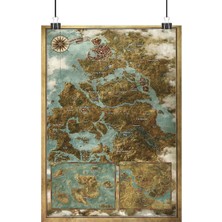 Vintage Gezegen The Witcher Dünya Haritası Poster2 - Retro Duvar Dekoru