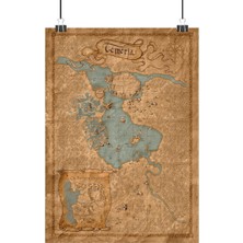 Vintage Gezegen The Witcher Dünya Haritası Poster7 - Retro Duvar Dekoru