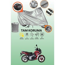 Dokaca Gri Kilit ve Arka Çanta Uyumlu Kral Motor KR-100-16 Uyumlu Motosiklet Brandası, Koruma Örtüsü
