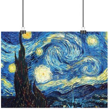 Vintage Gezegen Yıldızlı Gece Poster1 - Retro Duvar Dekoru