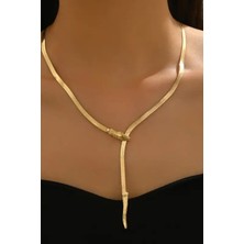 Trade Bazaar 1 Adet Lxalry Kadın Y-Şekilli Hip-Hop Kolye – Ayarlanabilir Yılan Zincirli, Siyah & Altın Minimalist Tasarım, Moda Aksesuarı