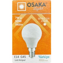Avarson (1 adet) Osaka 7W (50W) Beyaz IŞIK E14 DUYLU (Ince Duy) LED Mini Ampul