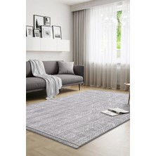 Saraz Halı Yalın Modern Dokuma Halı Kaymaz Tabanlı Yıkanabilir Salon ve Oturma Odası Halısı 5577 Gri
