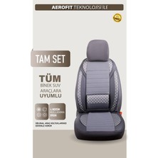 AG Store Volvo S60 Uyumlu Yarı Deri Oto Koltuk Kılıfı Ön/arka Set Elix Seri Füme