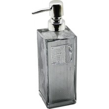 Marsilyan CAM KARE - ŞEFFAF ŞİŞE--BUZLU NOKTA DESEN SIVI SABUNLUK 450ML GÜMÜŞ PLASTİK POMPA (K95)