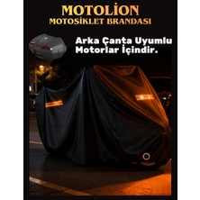 MotoLion Kral Motor Kr-44 Pion 50 Arka Çanta Uyumlu Siyah Renk Reflektörlü Motosiklet Brandası,örtüsü