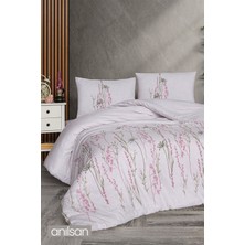 Anılsan Pembe Çiçek Desenli Baskılı Çift Kişilik Nevresim Takımı