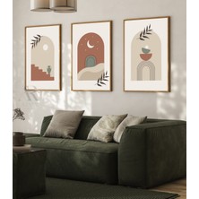 AR AJANS KANVAS TABLO Pastel Arches Soyut Minimalist Tasarım Çerçeve Görünümlü 3'lü Mdf Tablo