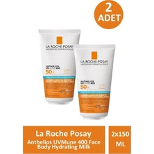 La Roche-Posay La Roche Posay Anthelios Uvmune 400 Face Body Hydrating Milk 150 Ml- 2 Adet- Skt: 01/2028