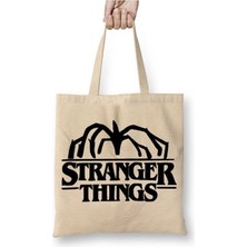 Toyaso Stranger Things Demogorgon Logo Bez Çanta Uzun Saplı Alışveriş Çantası Plaj Çantası