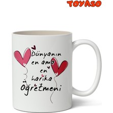 Toyaso Dünyanın En Harika Öğretmeni Temalı Beyaz Kupa Bardak Öğretmene Hediye