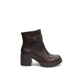 Ustalar Ayakkabı Kahverengi Kadın Hakiki Deri Topuklu Bot 039.1101