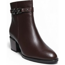 Ustalar Ayakkabı Kahverengi Kadın Hakiki Deri Topuklu Bot 039.203