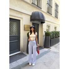 Nnstartshopping  Su Yolu Çizgili Kolay Kombinle Ne Bilir Cepli Pantolon - Açık Mavi