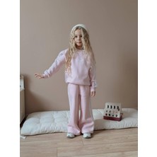 Butik Kız Çocuk Ispanyol Paça Alt - Üst Eşofman Takımı Pamuklu