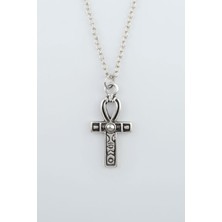 IDR Ankh Anahtarı - Nil'in Anahtarı Gümüş Kaplama Düz Zincir Kolye