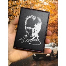 Nurdic Atatürk Desenli Ruhsat Kabı Logolu Oto Ruhsat Kılıfı Vinleks Deri Dikişli Araç Ruhsat Koruyucu