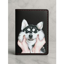 Nurdic Ruhsat Koruyucu Baskılı Kart Bölmeli Siyah Vinlex Deri Ruhsat Kabı Kılıfı My Husky