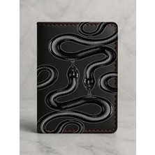 Nurdic Ruhsat Koruyucu Baskılı Kart Bölmeli Siyah Vinlex Deri Ruhsat Kabı Kılıfı Yılann