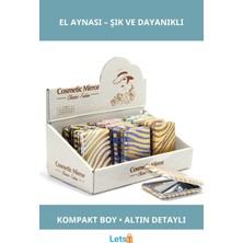 Letsii Şık Altın Detaylı Dikdörtgen Kalın El Aynası