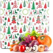 Decovetro Cam Kesme Tahtası ve Sunumluk Kare Karışık Yılbaşı Desenli 30X30 cm