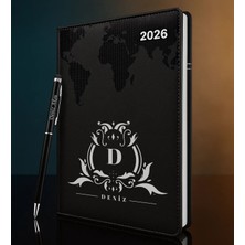 Bk Gift Kişiye Özel Isimli Termo Sert Kapak 2026 Siyah Ajanda & Kalem -8, Öğretmenler Günü Hediyesi, Yeni Iş Hediyesi