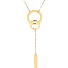 Ily Jewelry Çift Halka Dikdörtgen Kolye