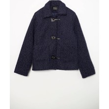 Robin D99708 Düğme Detaylı Cepli Kadın Buklet Mont Indigo