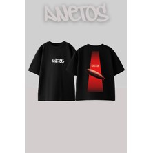 Anetos LED Zeppelin 13 Tasarım Sırt Baskılı Pamuk Siyah Oversize T-Shirt