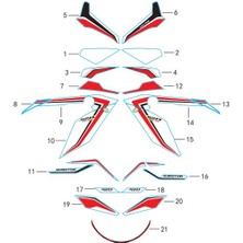 Qj SRK400RR Arka Kuyruk  Stıcker Küçük Kırmızı Sağ