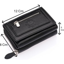 Westpolo Saxa Kağıt Para ve Bol Kart Bölmeli Hakiki Deri Kadın Kartlık Cüzdan - Siyah