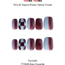 Takma Takma 10'lu Bordo Orta Kare TT1045 Tekrar Kullanılabilir El Yapımı Protez Takma Tırnak - Bordo-M