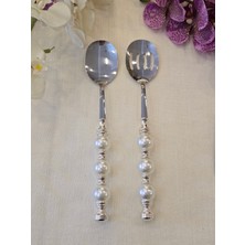 2 Parça Inci Salata Servis Kaşık Seti Gümüş