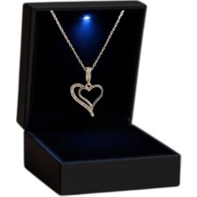 Işıklı Kutuda 925 Ayar Gümüş Çift Kalp Kadın Kolye