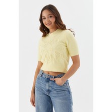Shopping Shop Kabartma Desenli Kısa Kol Bluz Sarı
