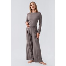 Artış Collection Uzun Kollu Crop Bol Paça Esnek Viskoz Pijama Takım 18210