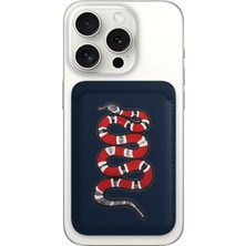 Nurdic iPhone 11 12 13 14 15 16 17 Pro Max Plus Air Magsafe Mıknatıslı Lacivert Kartlık Yılan Işleme