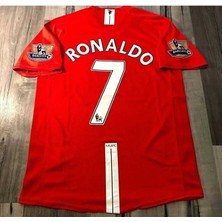 2008 Sezon Cristiano Ronaldo Kırmızı Kısa Kol Yetişkin Futbol Forması (Kırmızı) Ag